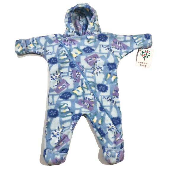 REI Other - Vintage USA REI Fleece Cherry Tree Snug Suit Blue/Purple Baby Infant 18 Months